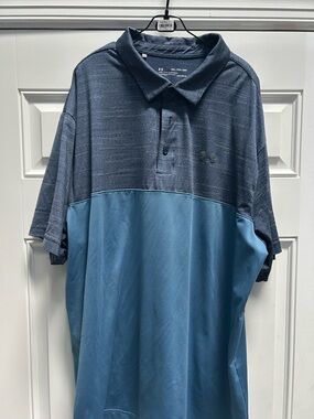 Under Armour Men’s Two-Tone Navy and Light Blue Golf shirt